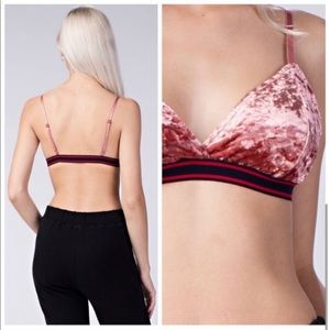 NWT Honey Punch pink crushed velvet mauve bralette